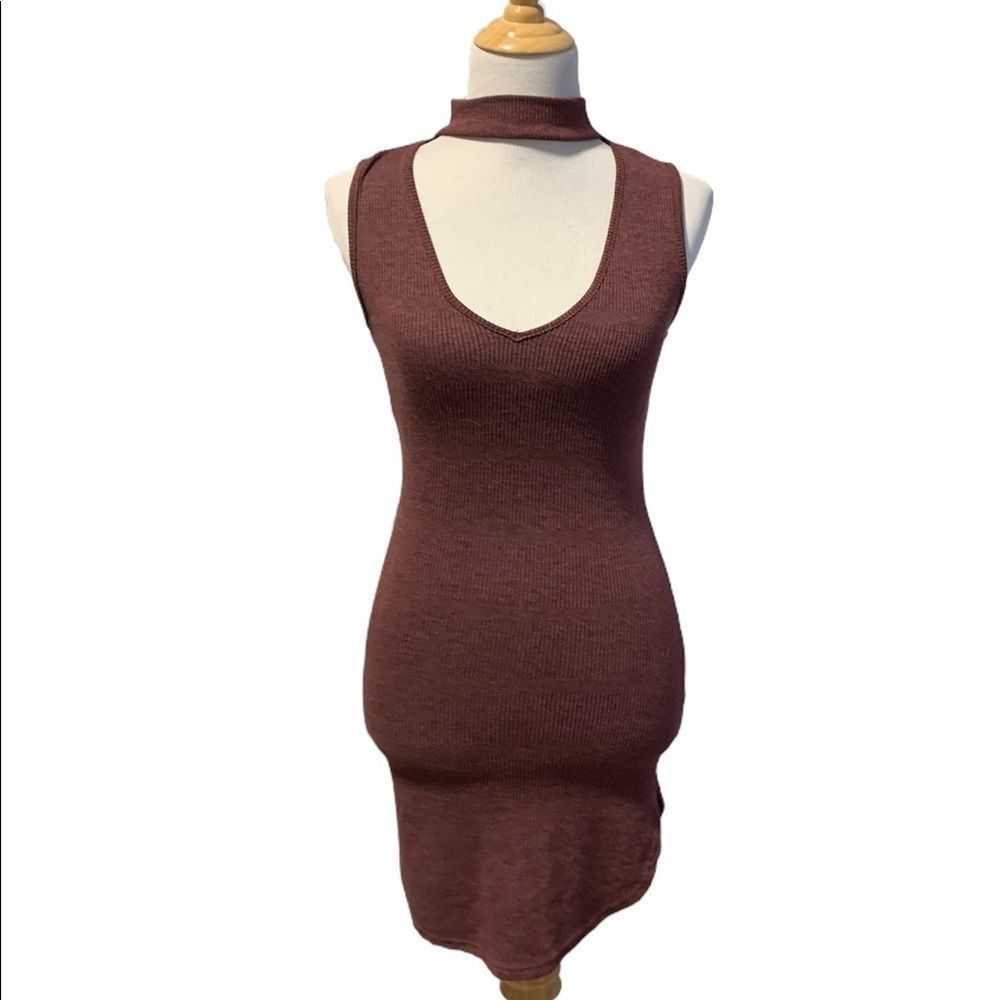 Fashion Nova | Pink Choker Neck Ribbed Dress